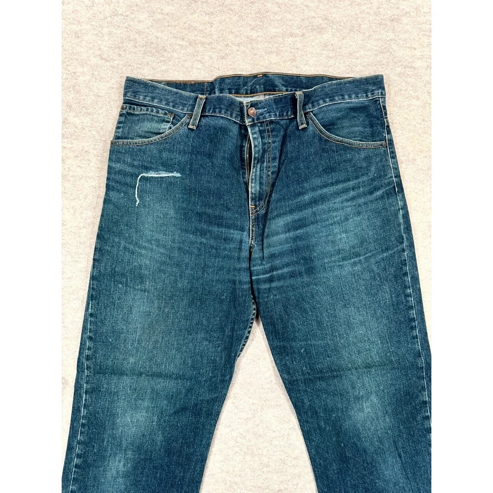 Levis 507 Western Slim Bootcut Jeans Mens 36x34 Blue Whiskering Denim Mid Rise